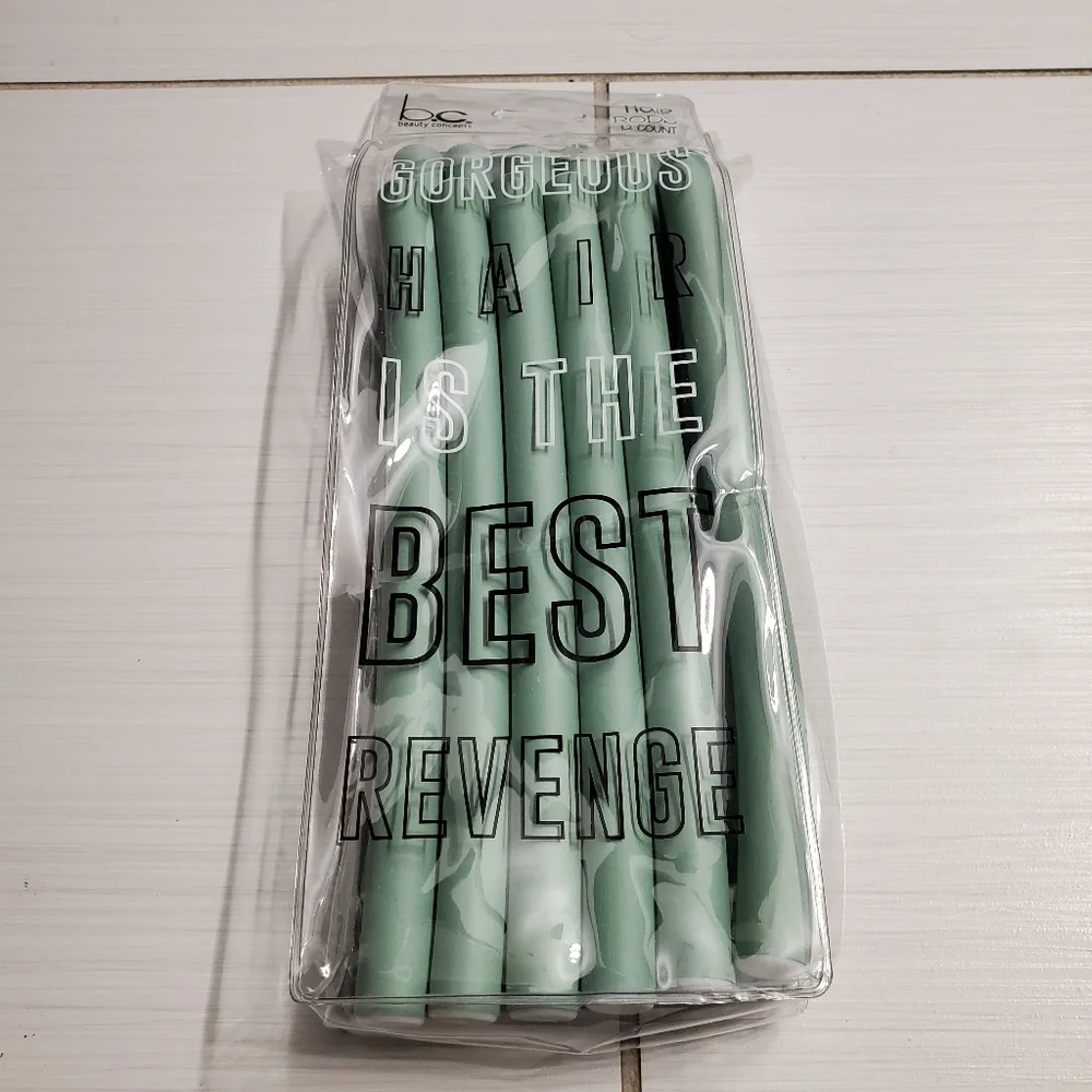 Beauty Concepts 12 Hair Rods Heat Less Curling Tools Mint Green Hair Curl New